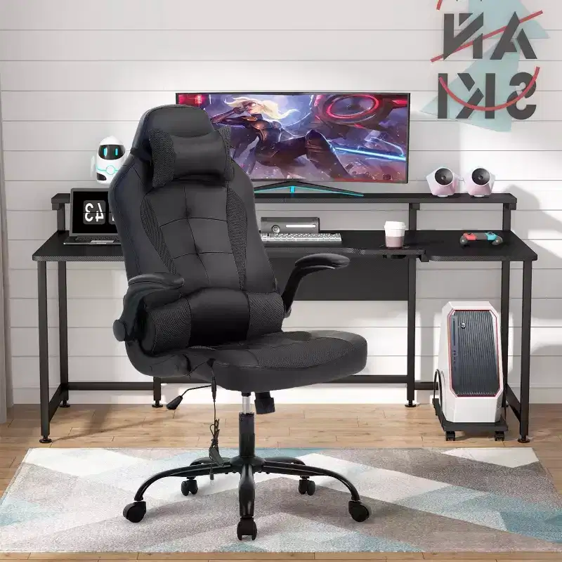 Gaming Chair Computer Desk Chair with Lumbar Support Upholstery and Rolling Swivel Chair Base for PC Gaming and Executive Use
