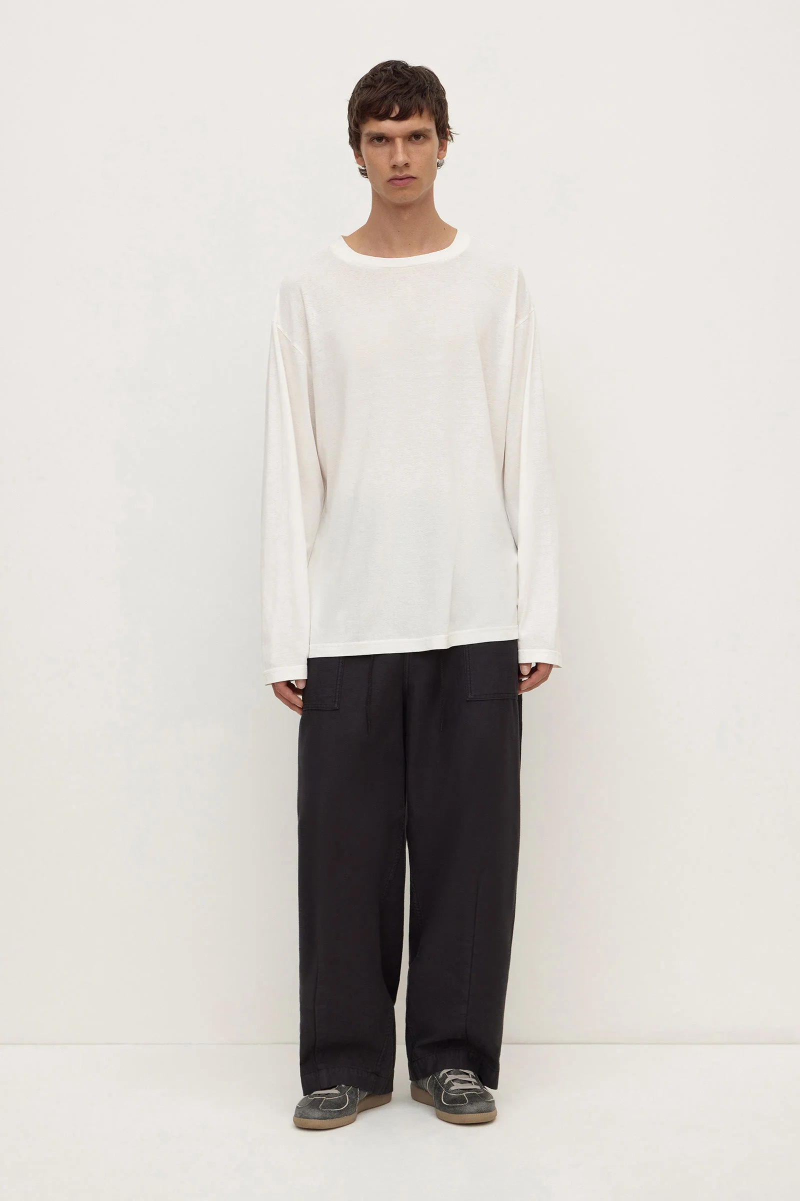 Antique White Cotton Hemp Long Sleeve Tee