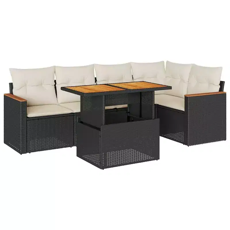 vidaXL Garden Sofa Set Black PE Rattan Large Modular Garden Sofa Set