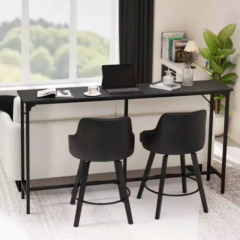 71'' Counter Height Bar Dining Table with Metal Frame , Pub Sofa Table for Kitchen and Living Room