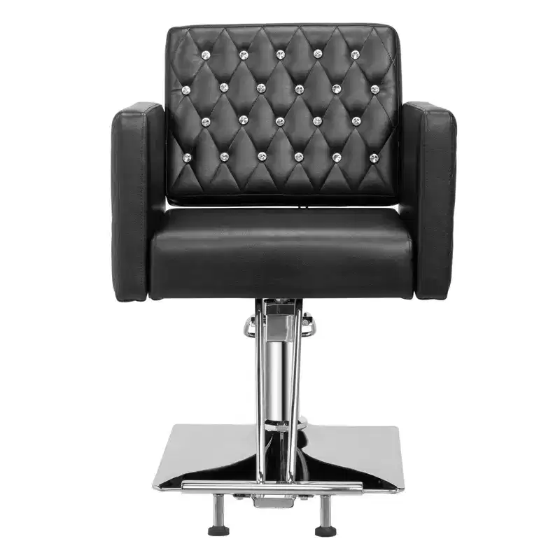 Black Modern Heavy Duty Hydraulic Swivel Hair Stylist Salon Chair with Curved Armrests