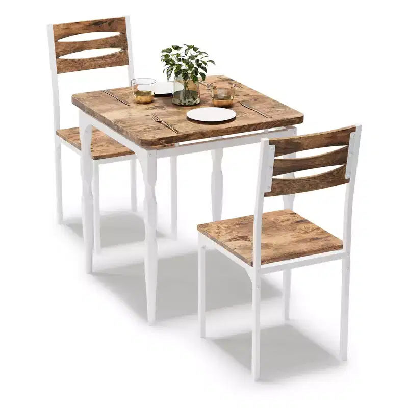 GustoWave Dining Table Set for 2, 3-Piece Compact Dining Table and Chairs