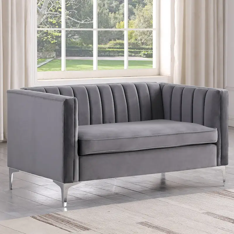 Upholstered Accent Loveseat with Metal Legs