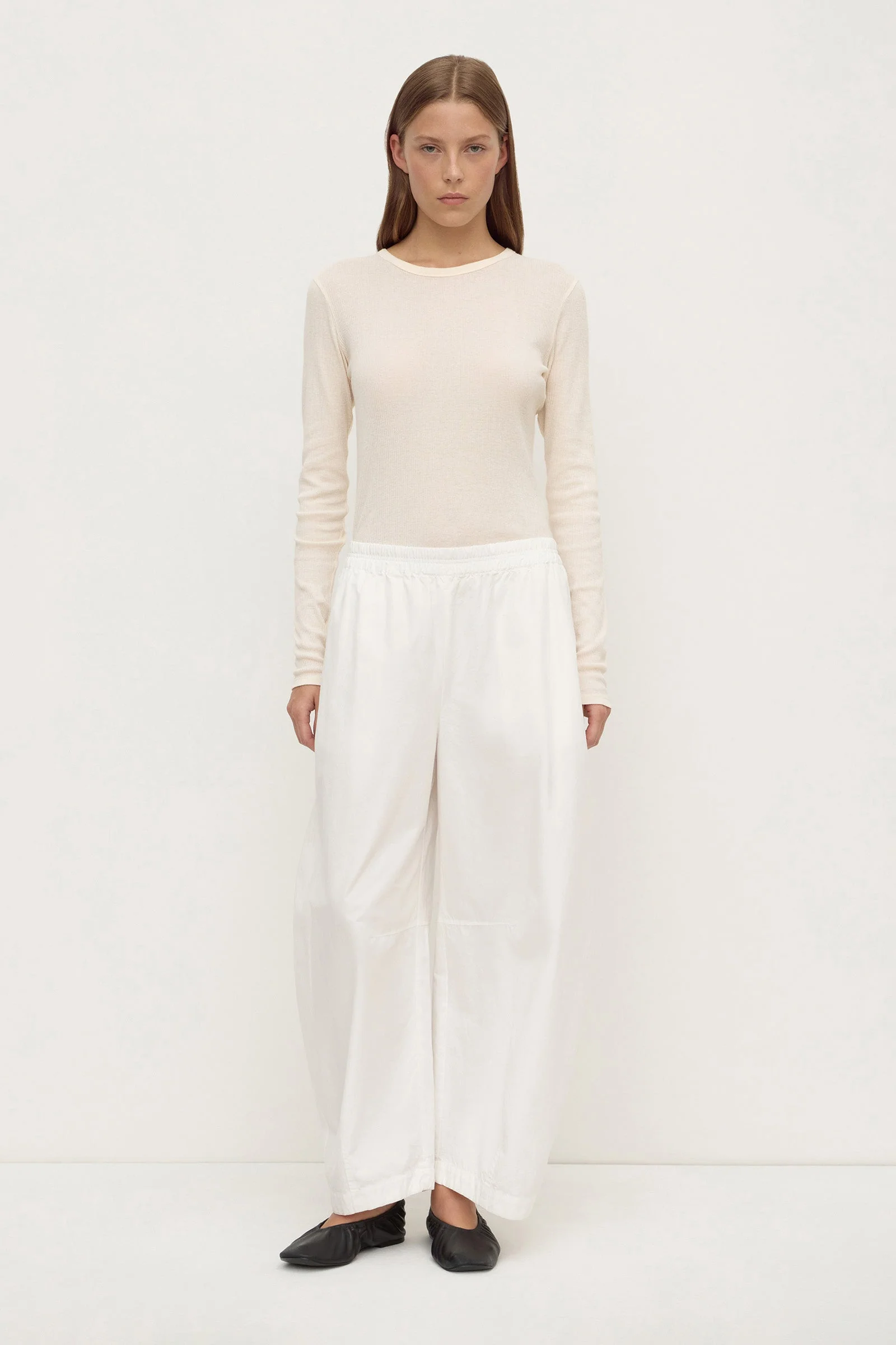 White Cotton Voluminous Barrel Leg Pant
