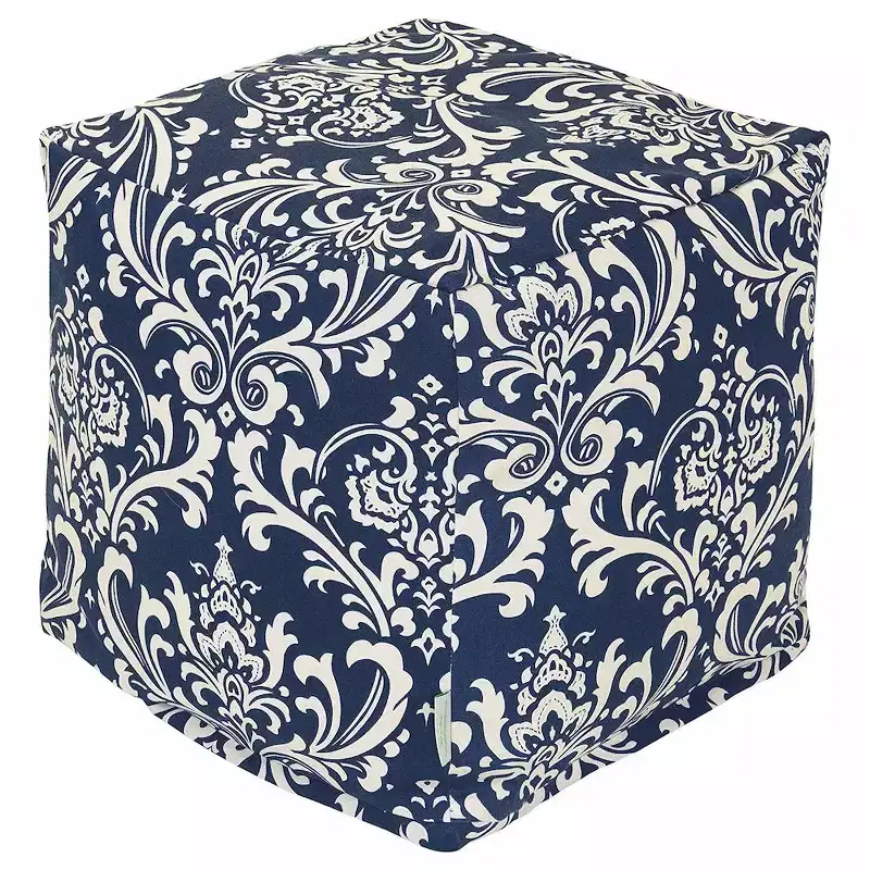 Cube Pouf Ottoman, Navy, 17