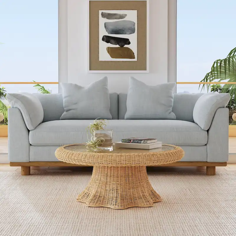 Flora Rattan Scalloped Coffee Table