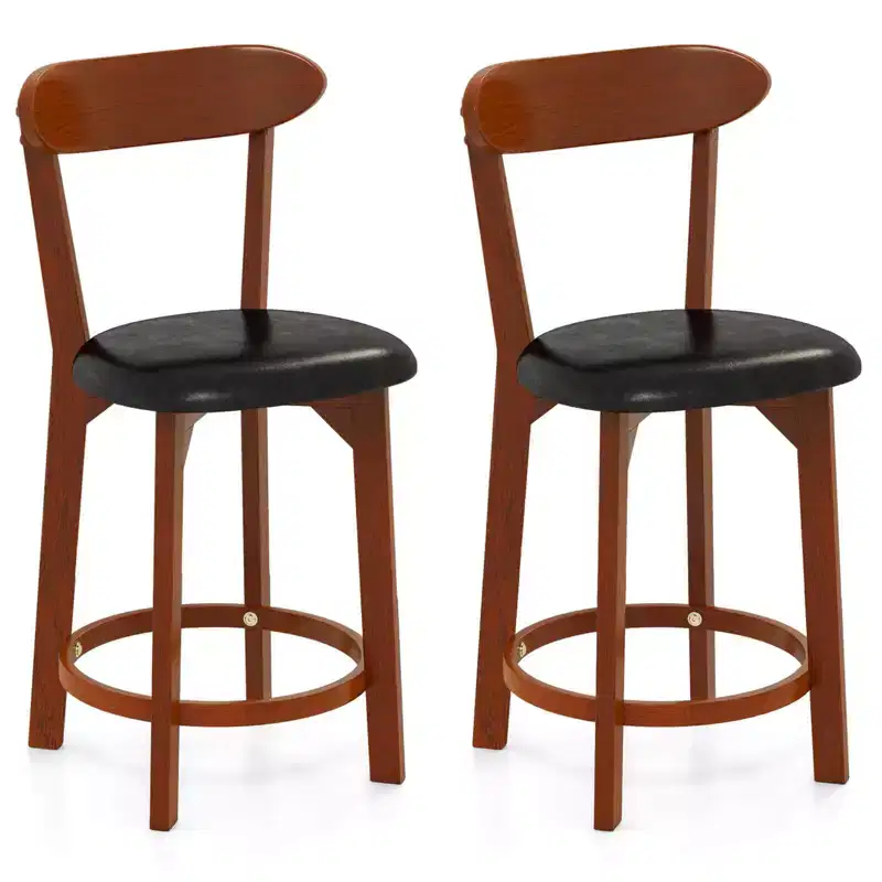 Costway 23.5 Bar Stool Set of 2/4 with Curved Backrest & Footrest Counter Height Stools