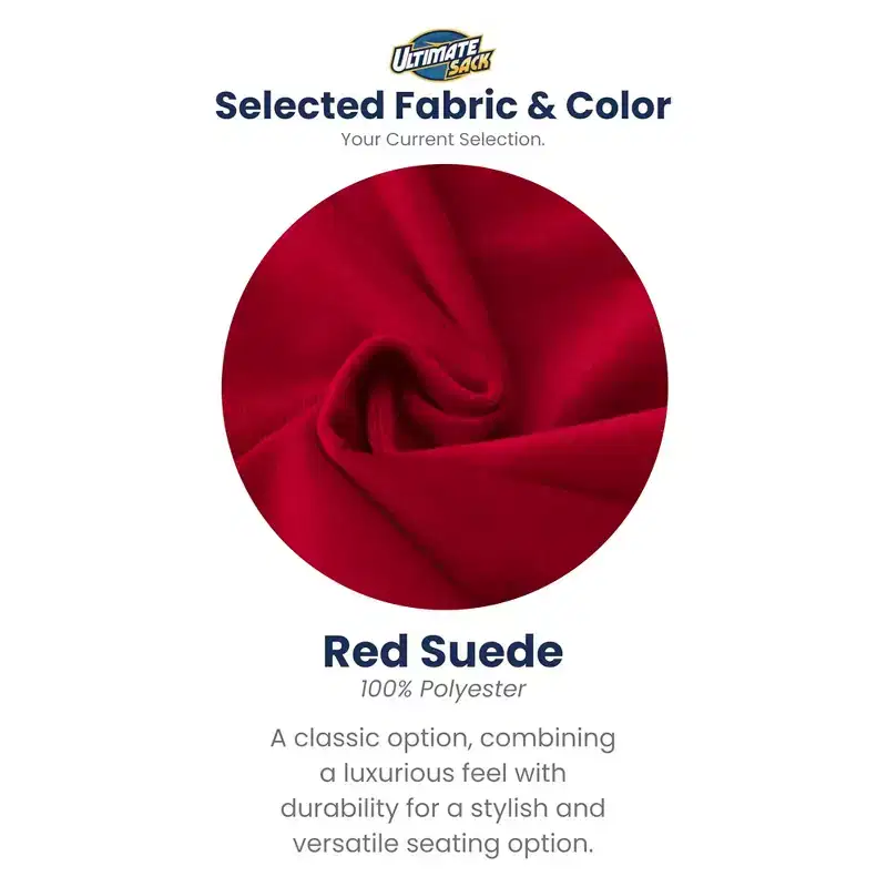 Ultimate Sack 6ft Bean Bag Chair, Oversized Indoor Comfy Lounger, Red Suede