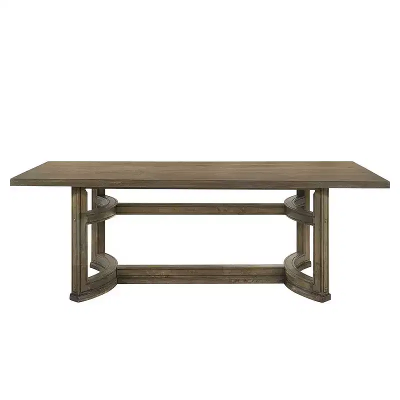 88" Parfield Dining Table Weathered Oak Finish - Acme Furniture: Vintage Walnut, Seats 6