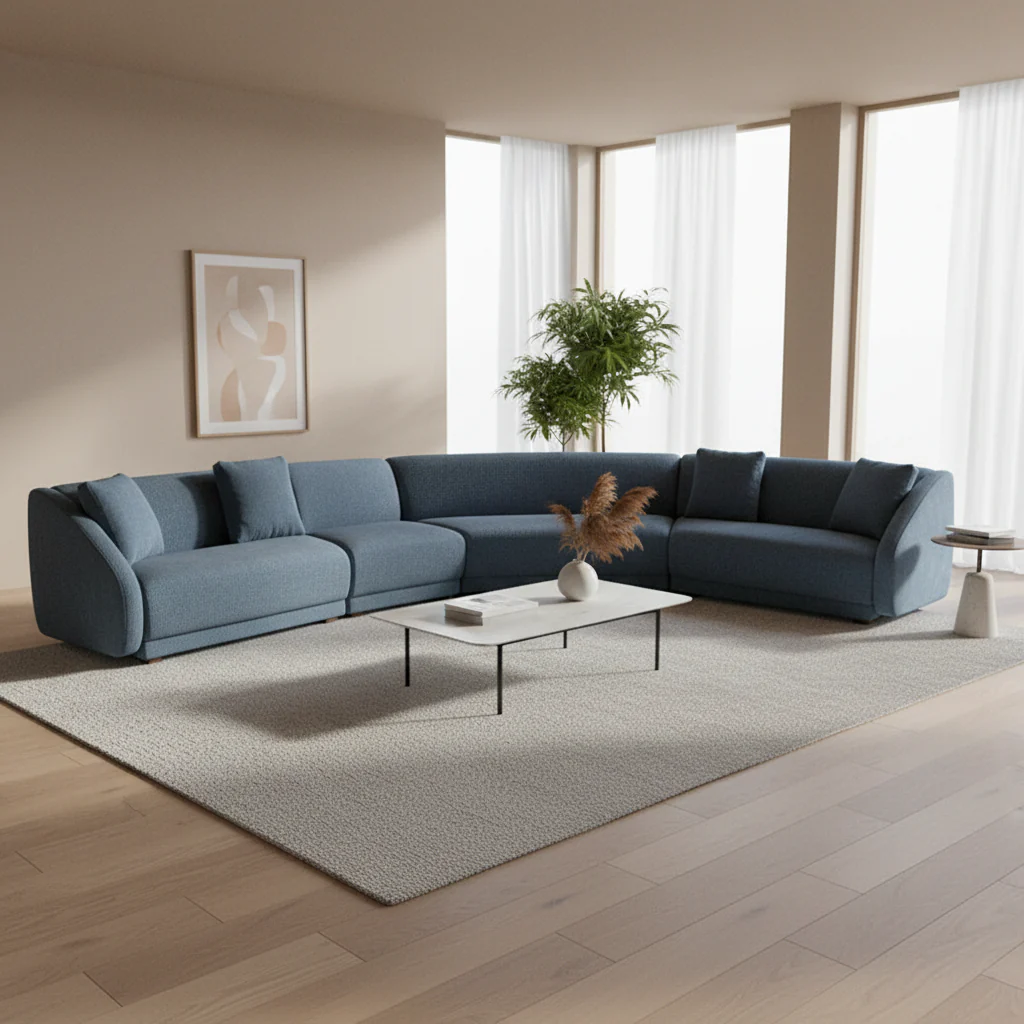 5-Piece Modular Sectional, Angled Sides - 224W x34.29D x31.5H