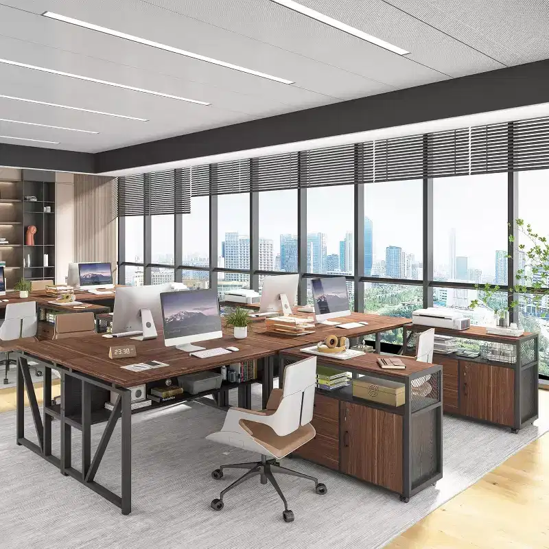 Lantine 63 L Shaped Executive Desk with Drawer Cabinet