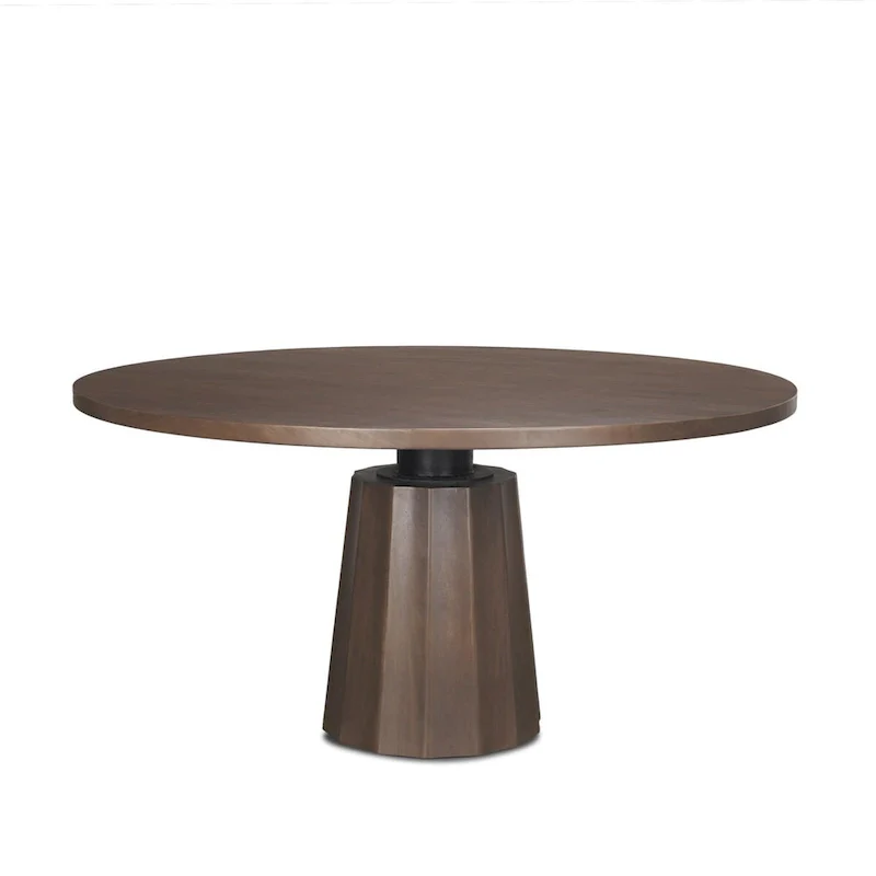 60 Dark Brown Wood Round Pedestal Dining Table - 60.0L x 60.0W x 30.0H