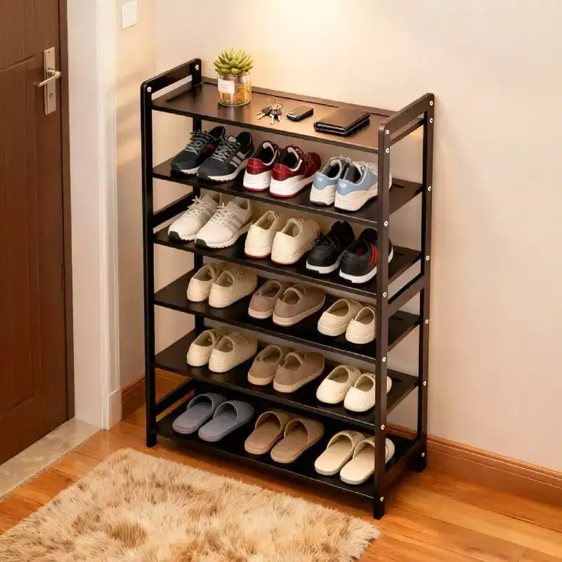 Karl Home 6-Tier Bamboo Shoe Rack Coffee Color 26.8 Inch W