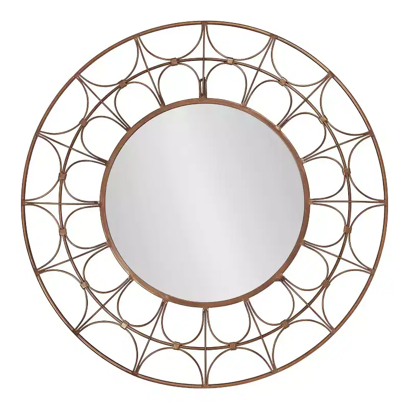 Kate and Laurel Avoca Round Metal Decorative Mirror, 28 Diameter, Bronze