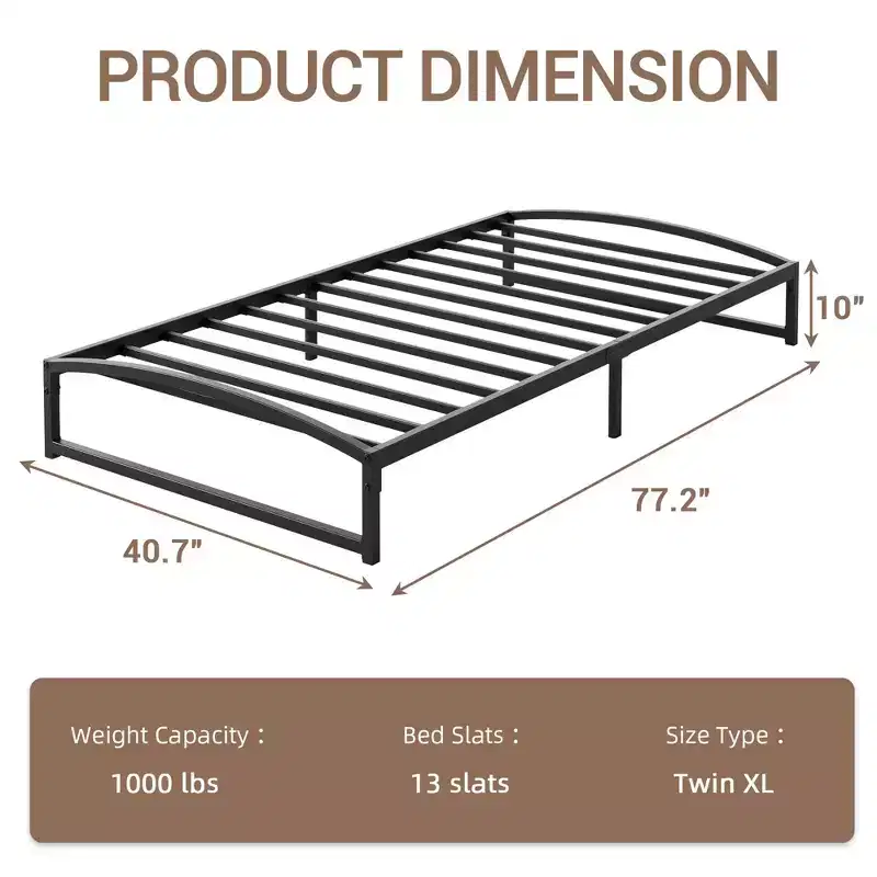 Metal Bed Frame,Platform Bed Frame with Arch Design, Heavy Duty Strong Support Slats,Sturdy Mattress Foundation,Easy Assembly,No Box Spring Needed