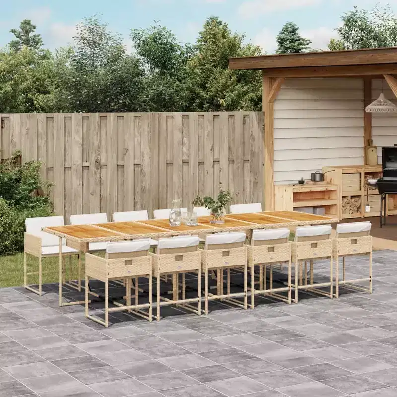 vidaXL Garden Dining Set Beige, Brown, Cream White