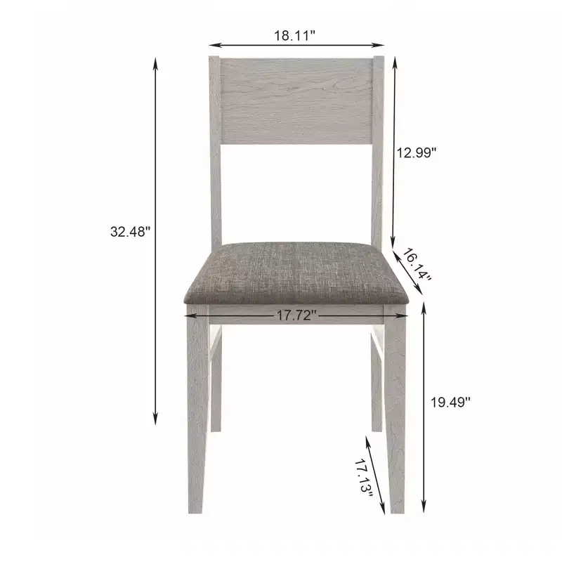 VECELO Rustic Wooden Dining Chairs, Rubber Wood Kitchen Chairs with Padded Seat & Backrest, Gray