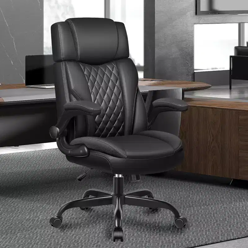 KERDOM Executive Leather Office Chair, Ergonomic Office Chair High Back Lumbar Support with Padded Armrests
