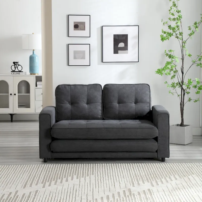 3 Fold Velvet Sofa,Convertible Sleeper Sofabed with Pull Out Couch Bed