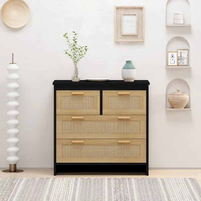 Rattan Front Dresser with 4 Drawers