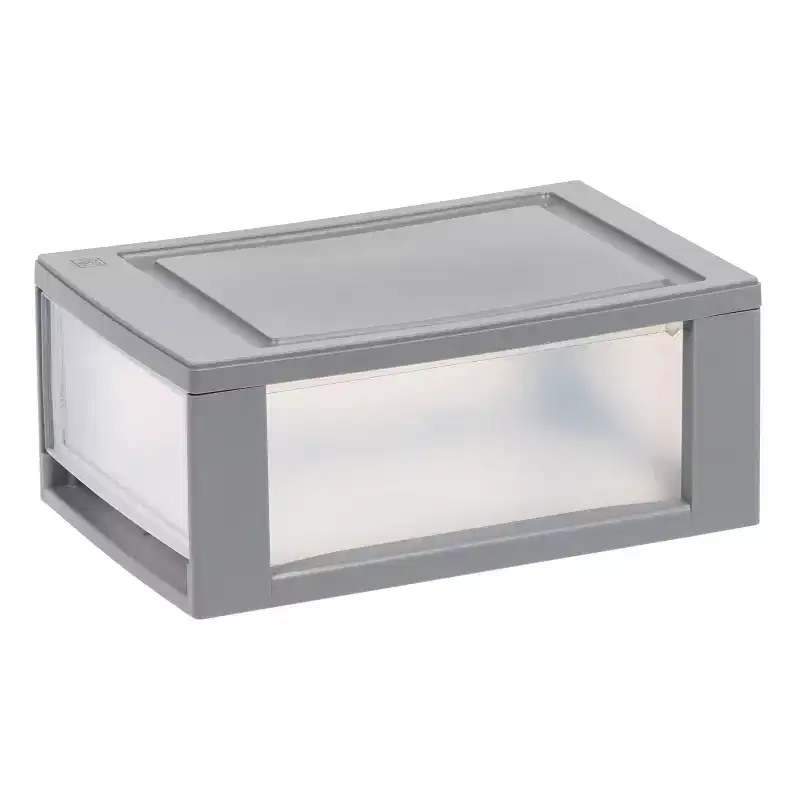 Compact Stacking Storage Plastic Drawer Organizer with Clear Doors