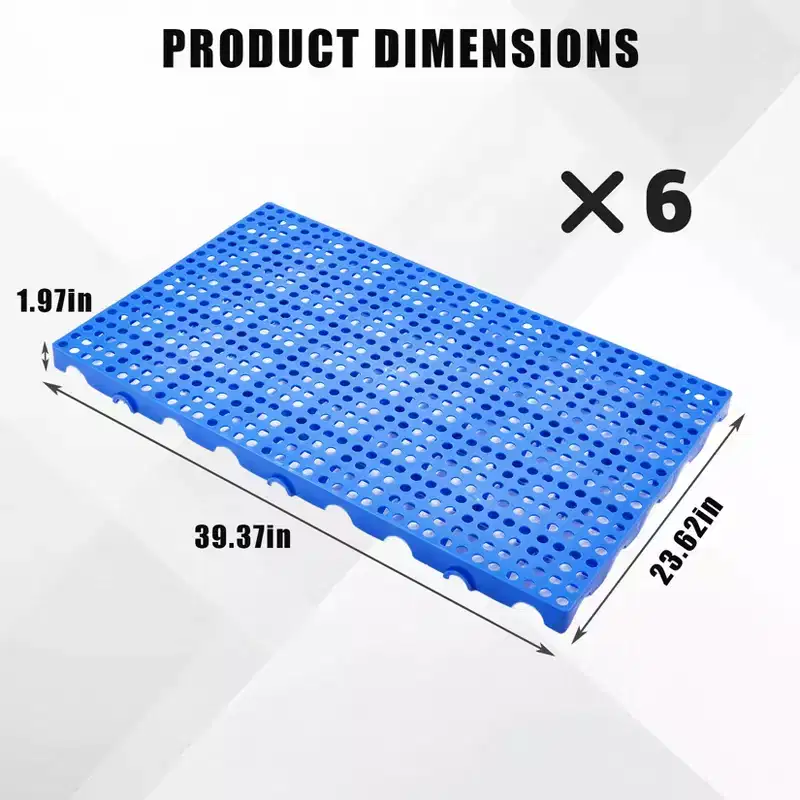 6-Pack Nestable Stackable Plastic Pallets, Stackable & Interlocking, Non-Slip & Ventilated for Warehouse, Garage