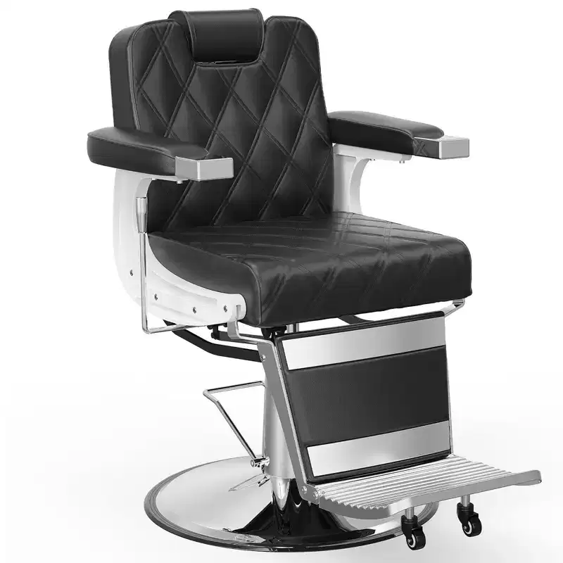 Heavy Duty Hydraulic Reclining Barber Chair, 400 LB Capacity, Adjustable Height