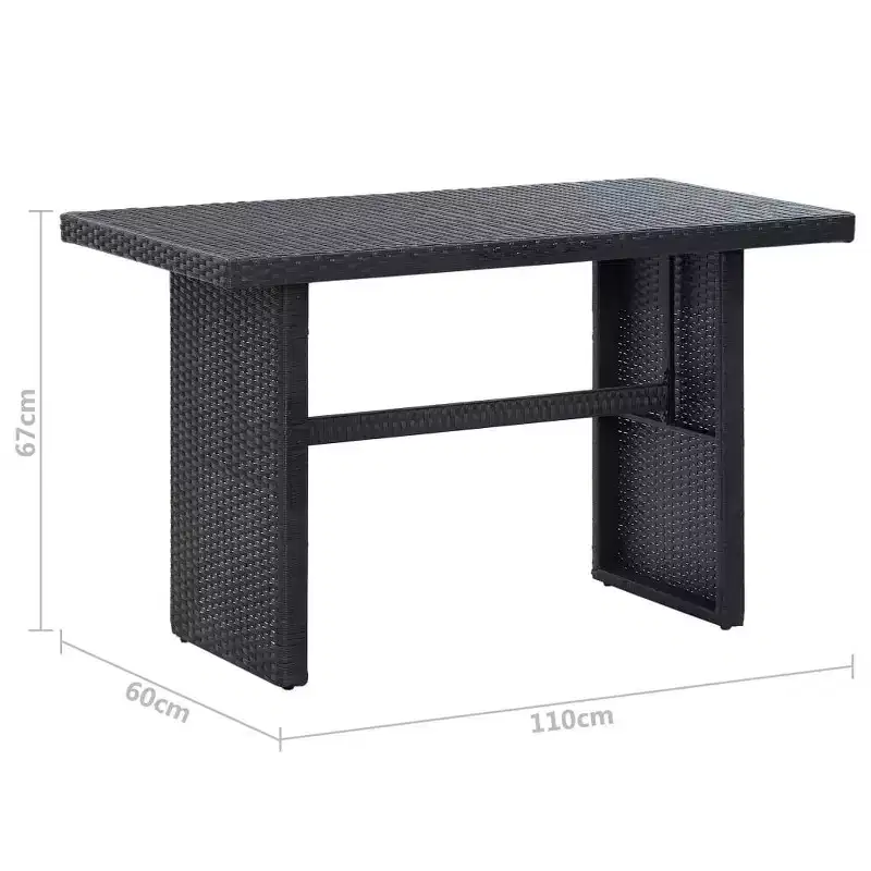 vidaXL Patio Sofa Set Set of 3 Black PE Rattan 3-Piece Set