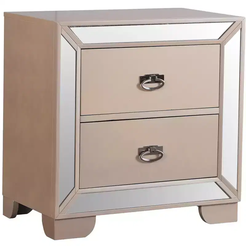 2-Drawer Nightstand with Mirror Accents | 28