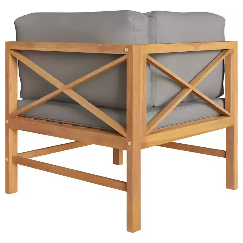 vidaXL Garden Bench Dark grey cushions and natural teak wood Teak hardwood