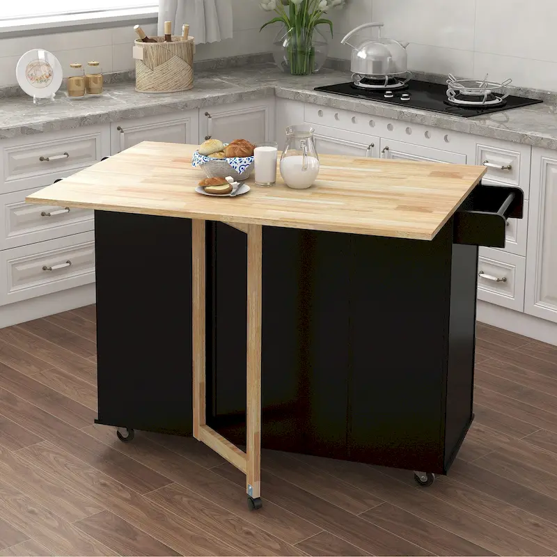 Kitchen Island With Spice Rack(no include stool)