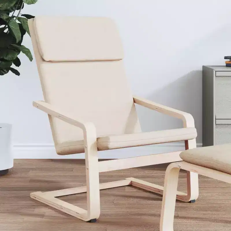 Cream Fabric Accent Armchair - Relaxing Seating for Office and Living Room