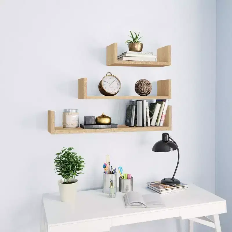 Shelf Black Engineered wood Large Wall-mounted
