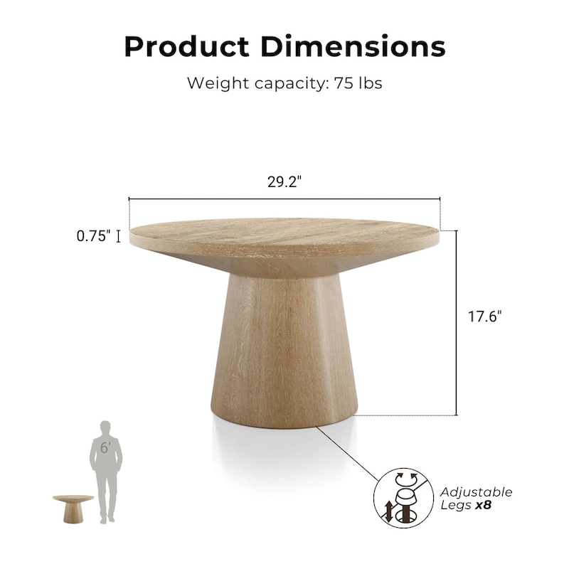 Furniture of America Vitten Modern Round Solid Wood Pedestal Coffee Table