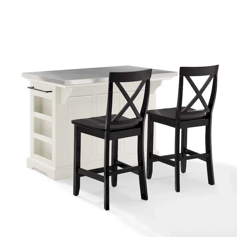 Crosley Julia Island with X-Back Stools - 60d x 50w x 41h