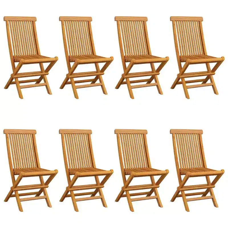 vidaXL 8-Piece Teak Patio Chairs with Anthracite Cushions, Outdoor, Foldable and Easy-to-Clean Garden with Exceptional Strength and Weather Resistance
