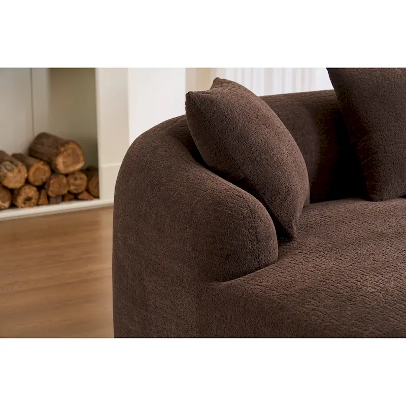 L-Shaped Chenille Sectional Sofa with Chaise and 4 Pillows