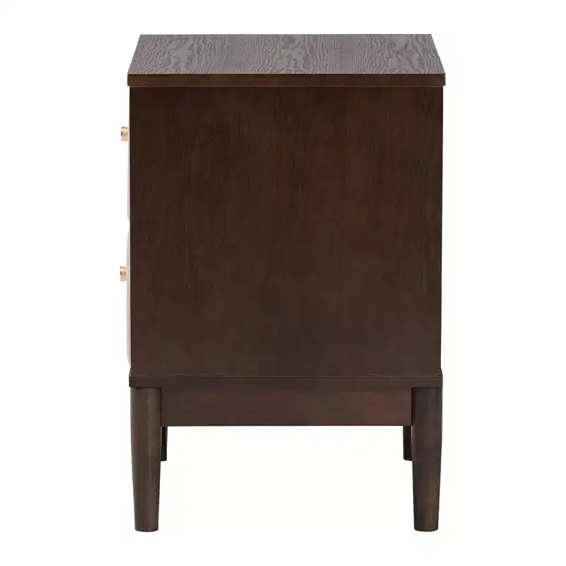 Fabric and Wood 2 Drawer Nightstand Beige/Wenge Brown