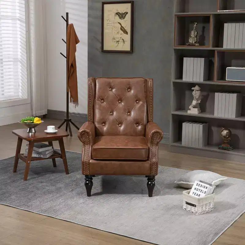 Lounge Chair, Wood Frame Armchair with Removable Cushion, Modern Accent Chair Leisure Chair Compatible with Living Room , Bedroom