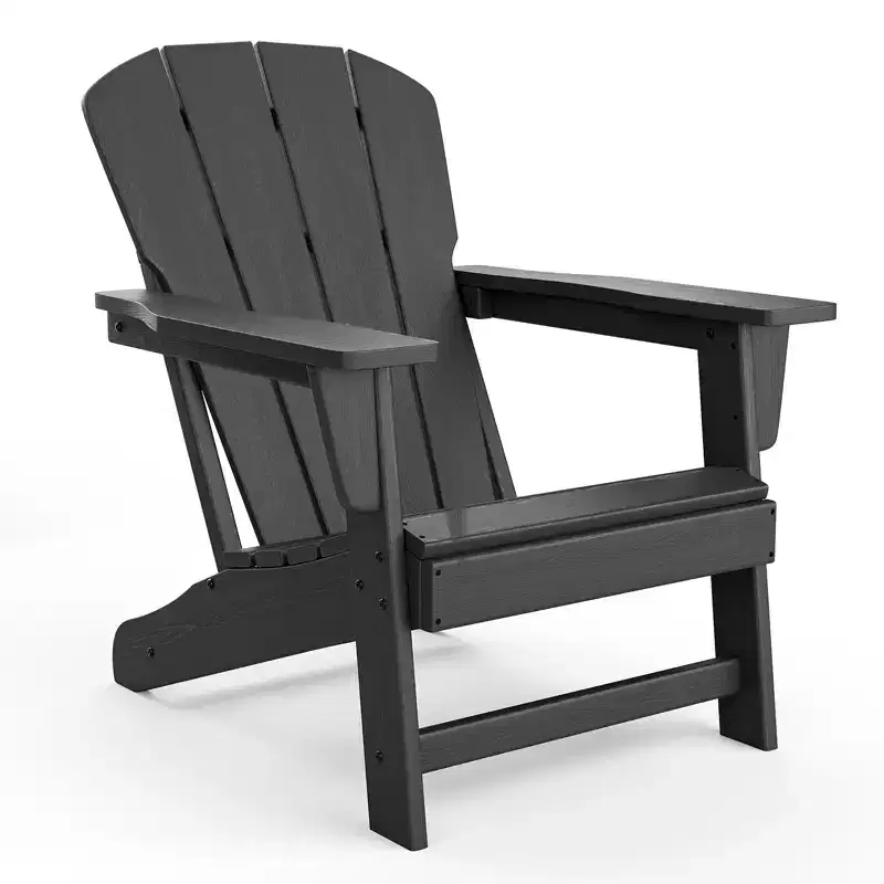 Oversize Modern Plastic Adirondack Chair, Ergonomic Weather Resistant Stackable Deck Chair for Outdoor Patio Backyard Garden Lawn Pool Deck Beach
