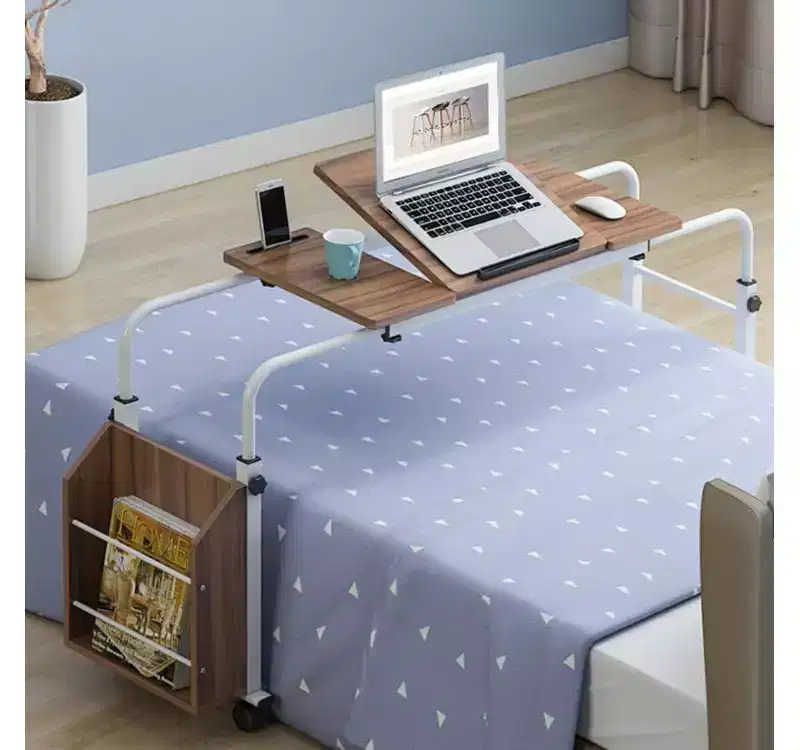 Bedside Table Desk, Computer Desk, Dorm Room Flat-Fold Table, Adjustable Folding Desk for Reading and Writing