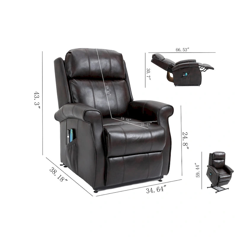 Faux Leather Elderly Power Lift Recliner Chair with Massage