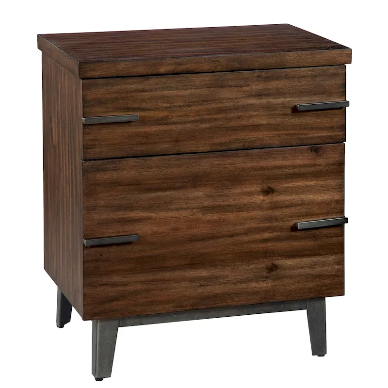 Acacia Wood Two-Drawer Filing Cabinet