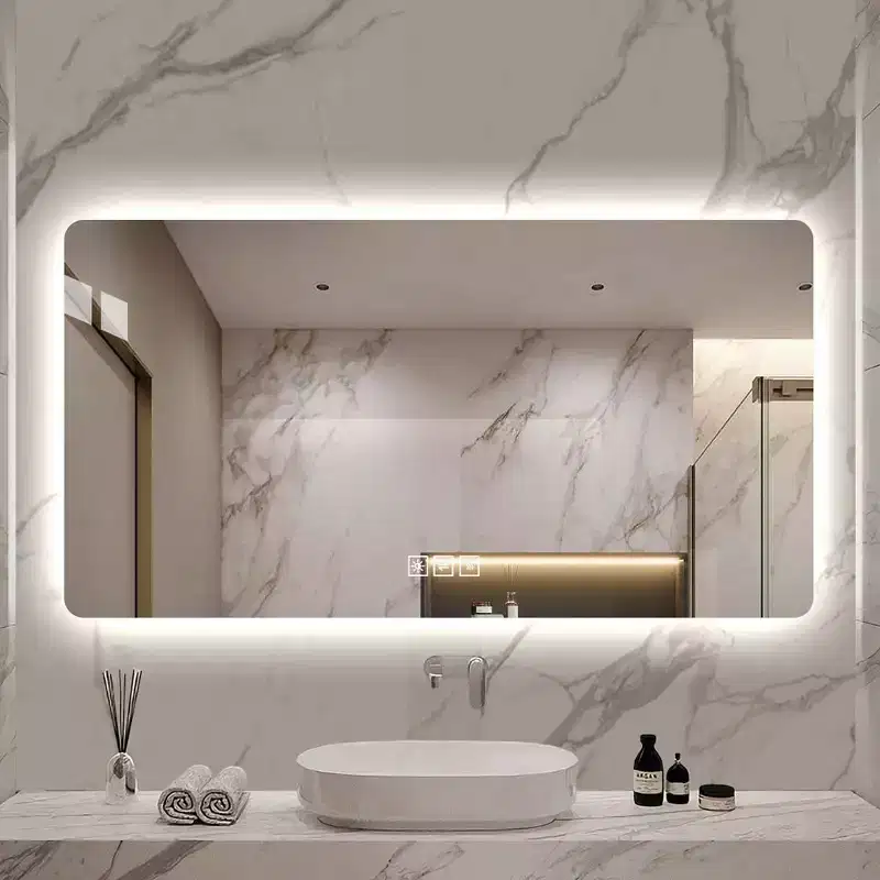 48 x 24 Inch LED Bathroom Vanity Mirror with Three-Color Dimmable Backlit Mirror with One-Touch Demist Function