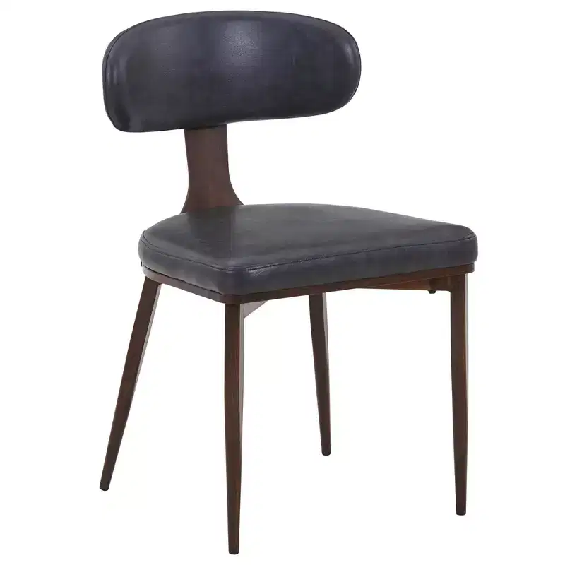 Black / Cream / Light Gray / Taupe / White – Armless Faux Leather Dining Chair with Tapered Metal Legs, Single Seat