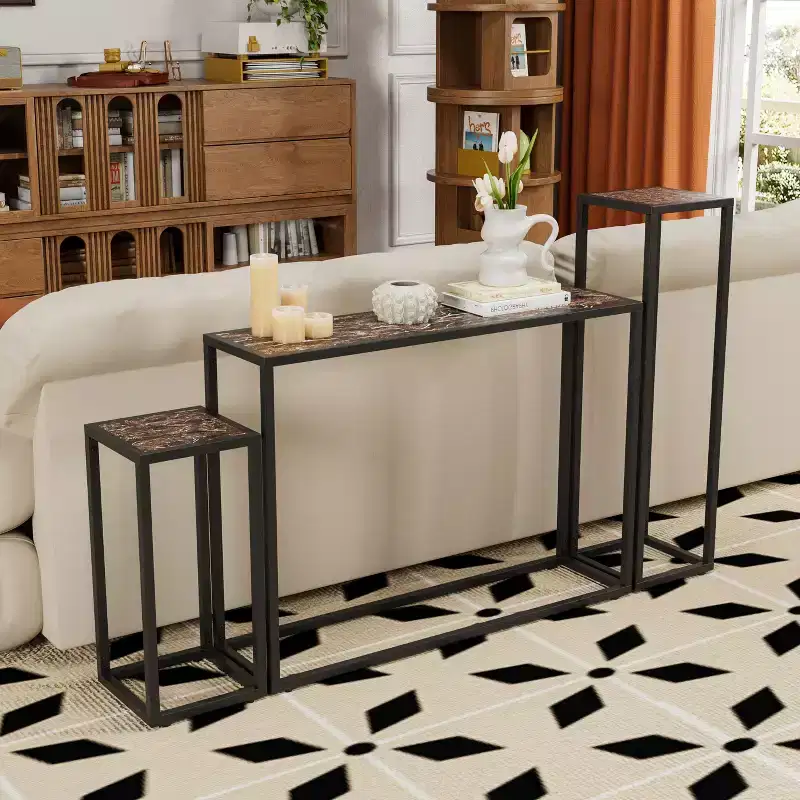 GDFStudio Quinn Rustic 3 Piece Console Table Set