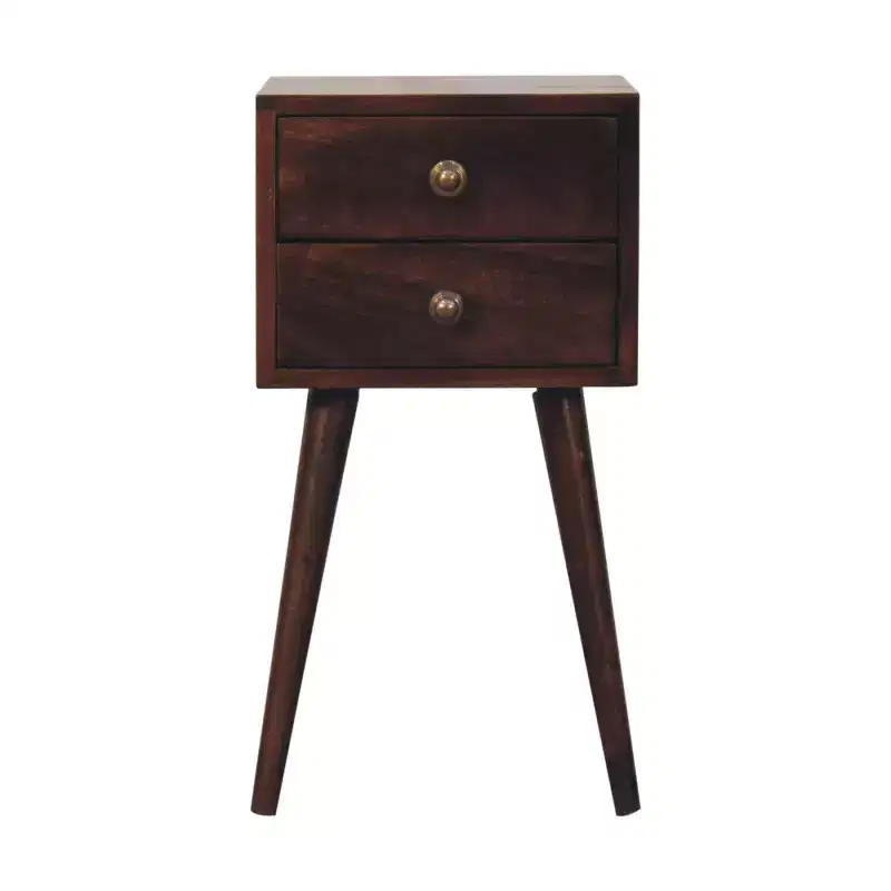 HomeRoots 22 Walnut Solid Wood Square Two Drawer Nightstand