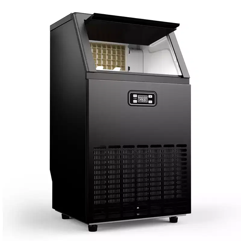 EUHOMY Commercial Ice Maker Machine, 100 lbs/Day, Stainless Steel Under Counter Ice Maker with Multi-function Control Panel,33 lbs Capacity, Black