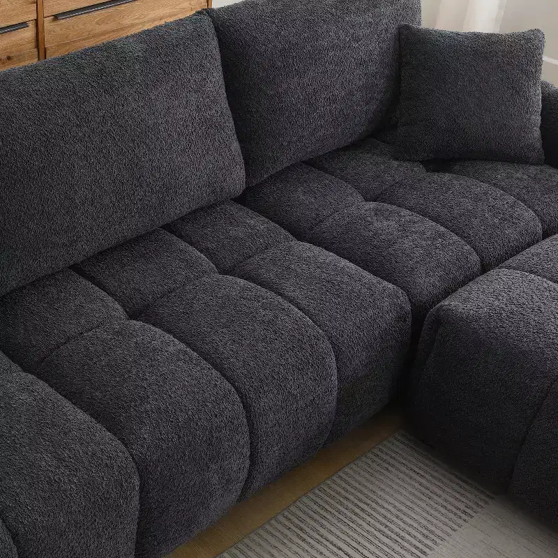 Merax L-Shaped Sectional Sofa with Free-Moving Ottoman