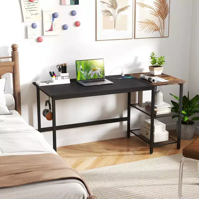 Costway 59'' Home Office Computer Desk Study Laptop Table Detachable Shelf Rustic